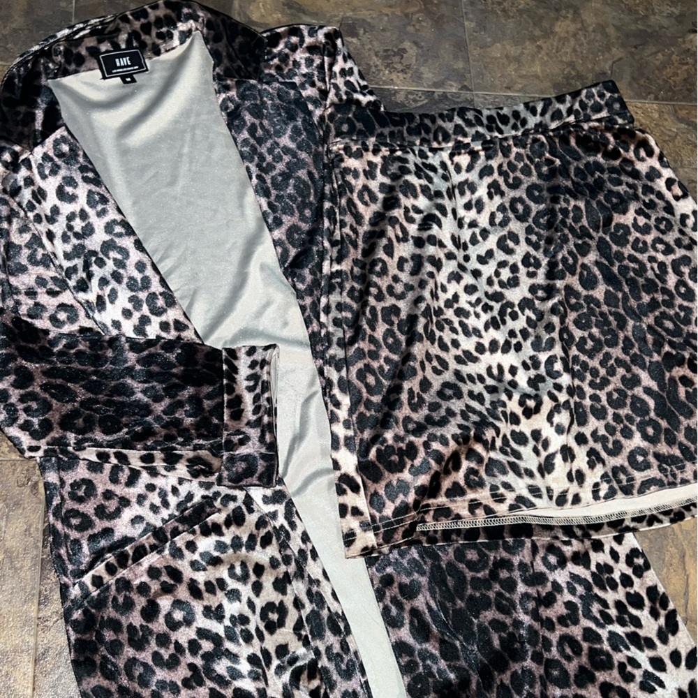 Leopard Print Blazer and Skirt Set